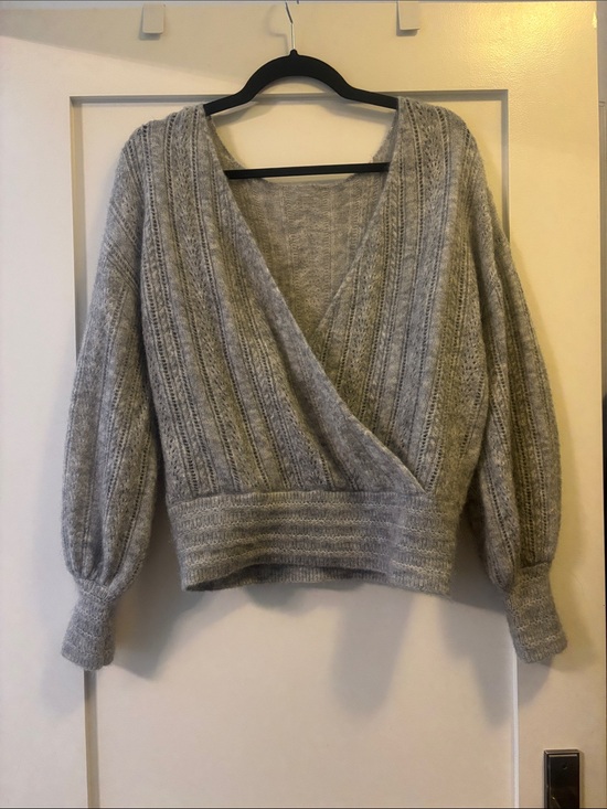 Sezane Sweaters - Sezane Gray V-Neck Wrap Sweater